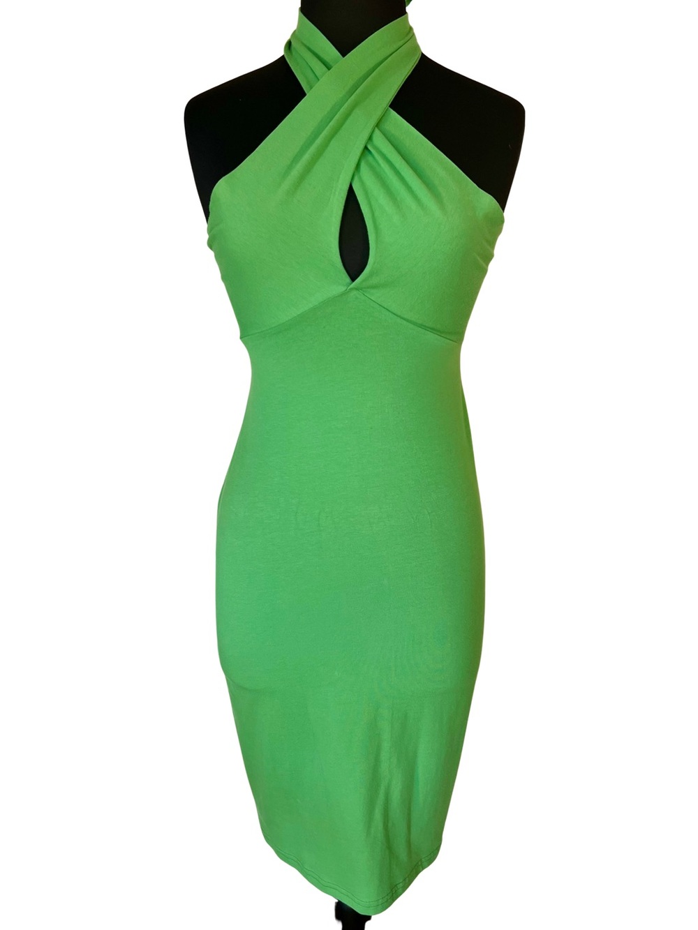 American Apparel Green Multi Way Halter Mini Dress